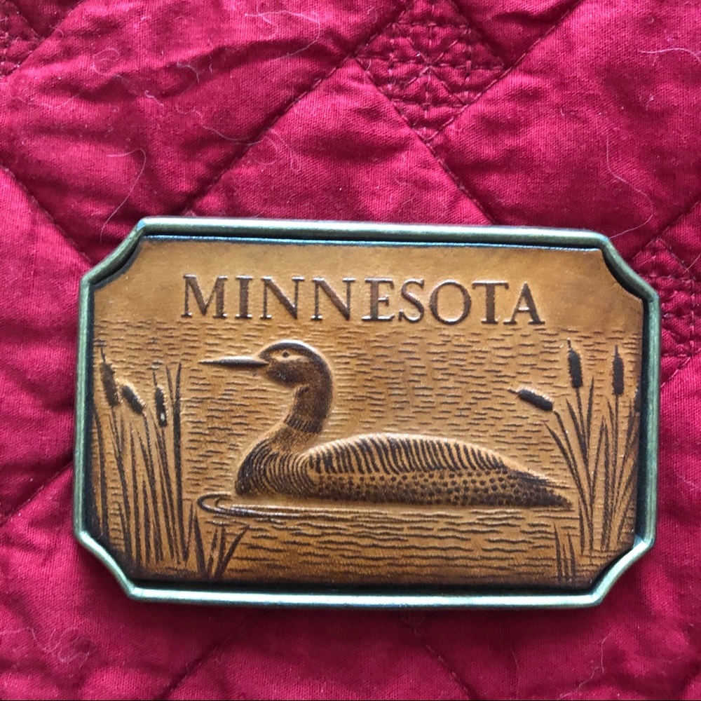 COPY - Vintage Minnesota Leather Belt Buckle